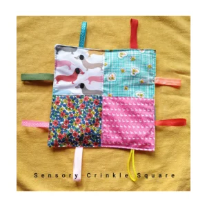 Sensory Crinkle Square – Dementia Ribbon Tag Blanket