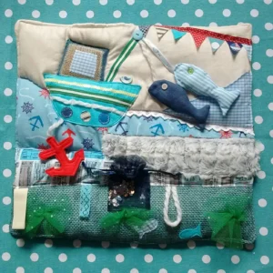 Dementia Blanket – Deep Blue Sea Fishing Boat Theme